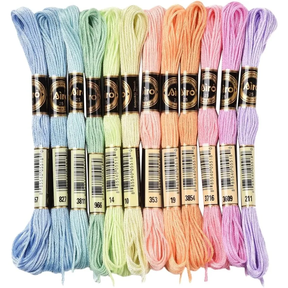 12 Skeins 105 Yards Embroidery Floss Cross Stitch Threads 6 Ply Variegated Macaroon Friendship Bracelet String Floss Threads