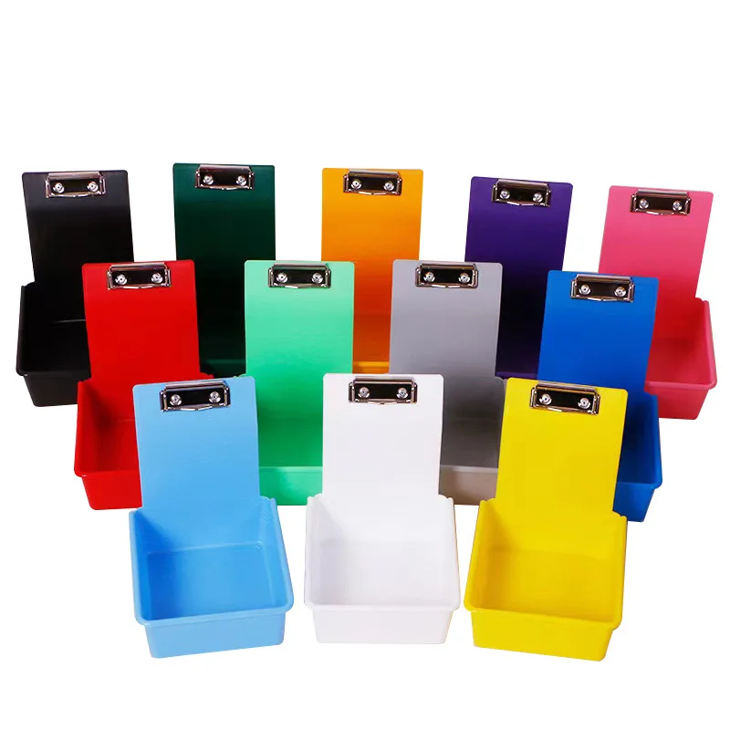 

5pcs Dental Lab Storage Box Colourful PP Plastic Work Tray Pans Durable Case With Clip Holder Dentistry Tool Material