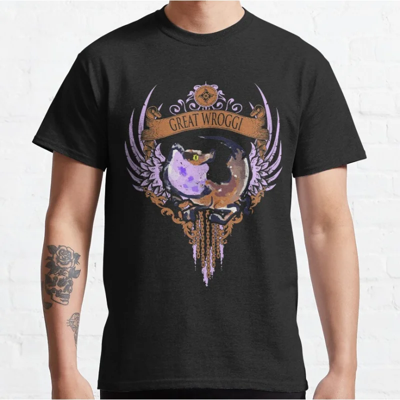 

GREAT WROGGI 0220 Monster hunter world gift t shirt for men Cartoon Video game MHW Graphic Tee Y2K Clothes All size tops S-6XL