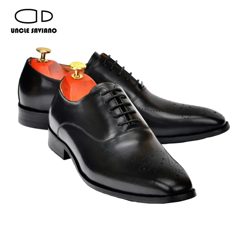 

Uncle Saviano Oxford Brogue Men Dress Shoes Wedding Best Man Shoe Handmade Genuine Leather Business Office Designer Shoes Men