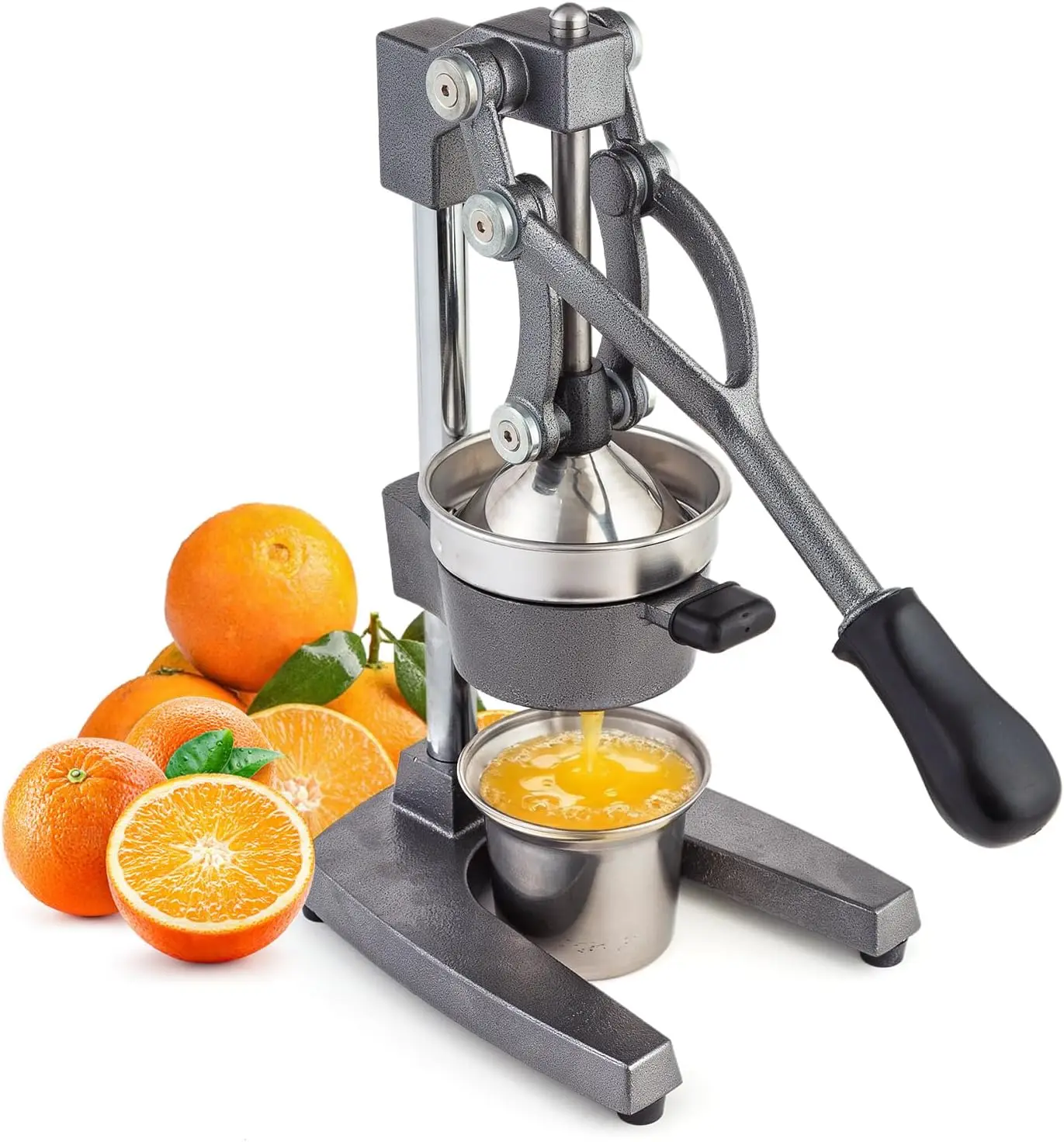 

Heavy-Duty Cast Iron Manual Citrus Juicer, Easy to Clean Gray Lever Press for Lemons Oranges Grapefruits