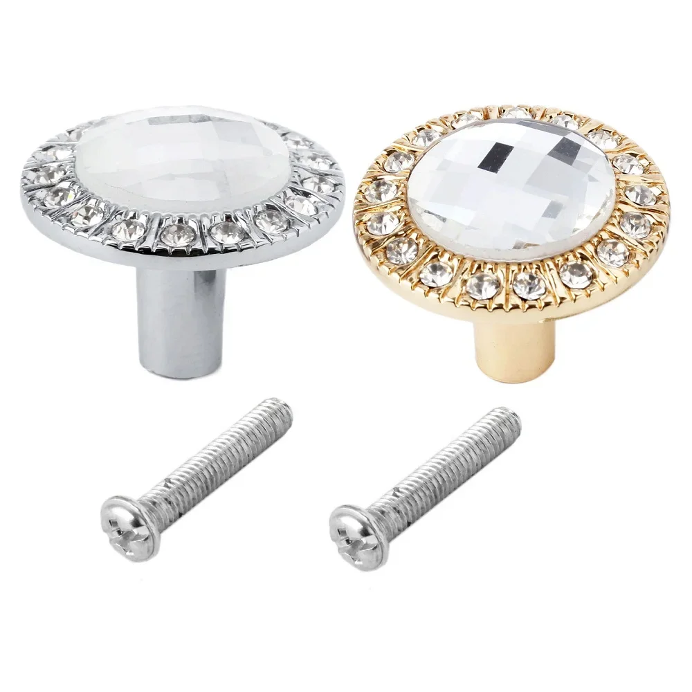 31mm Zinc Alloy Glass Crystal Rhinestone Furniture Knob Drawer Cupboard Cabinet Door Dresser Pulls Handle Wardrobe Handles Knobs