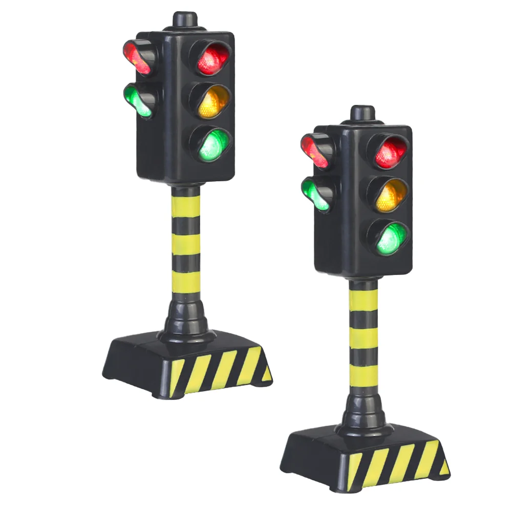 

2 PCS Toy Traffic Safety Signs Light Toys Children Model for Teaching Education Signal