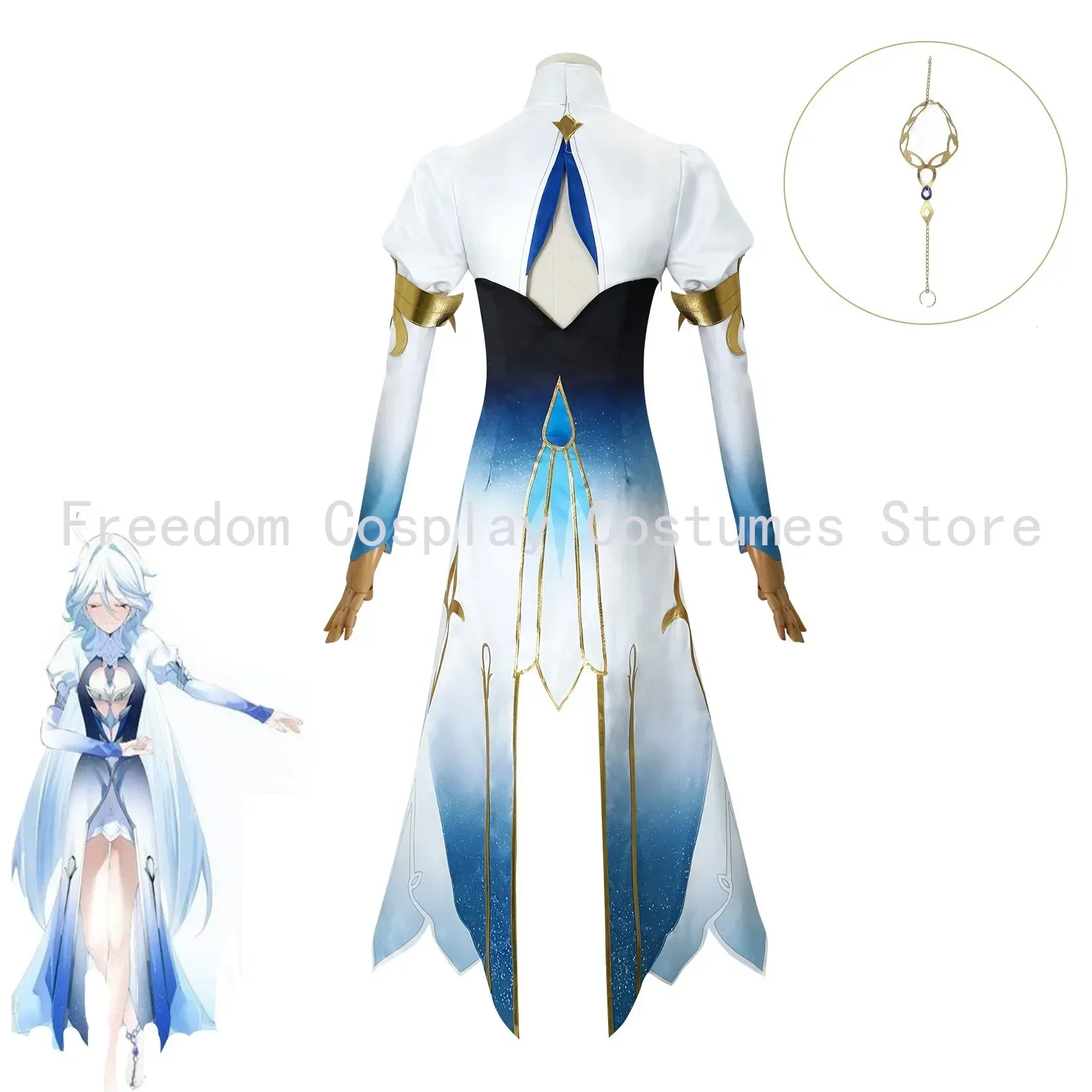 Focalors Cosplay Costume Furina Wig Game Genshin Impact Fontaine God of Justice Furina Cosplay Full Women Hallowen carnival Suit