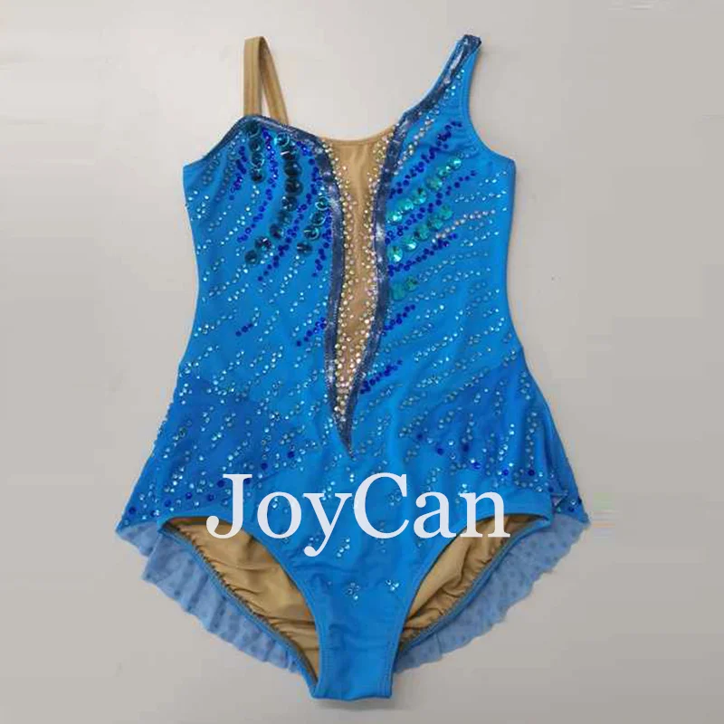 

JoyCan Rhthmic Gymnastics Leotards Girls Women Blue Spandex Elegant Dance Wear for Competitiion