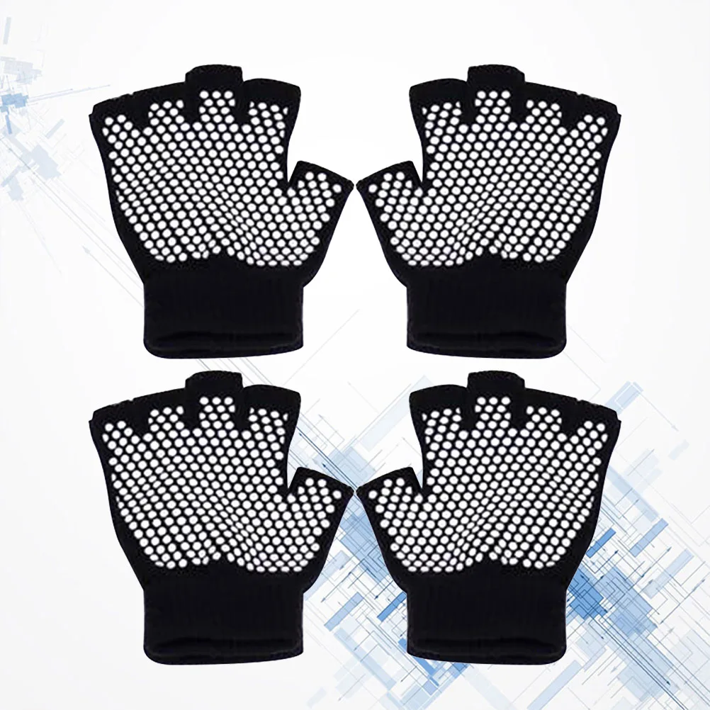 

2 Pairs Half Finger Gloves Non-slip Workout Gloves Yoga Gloves Comfortable Gloves for Yoga Sports (Black)