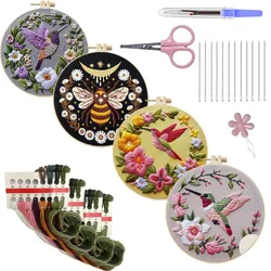 New Embroidery Flower Pattern DIY Cross Stitch Animal Bird Painting With Hoop Adult Beginner