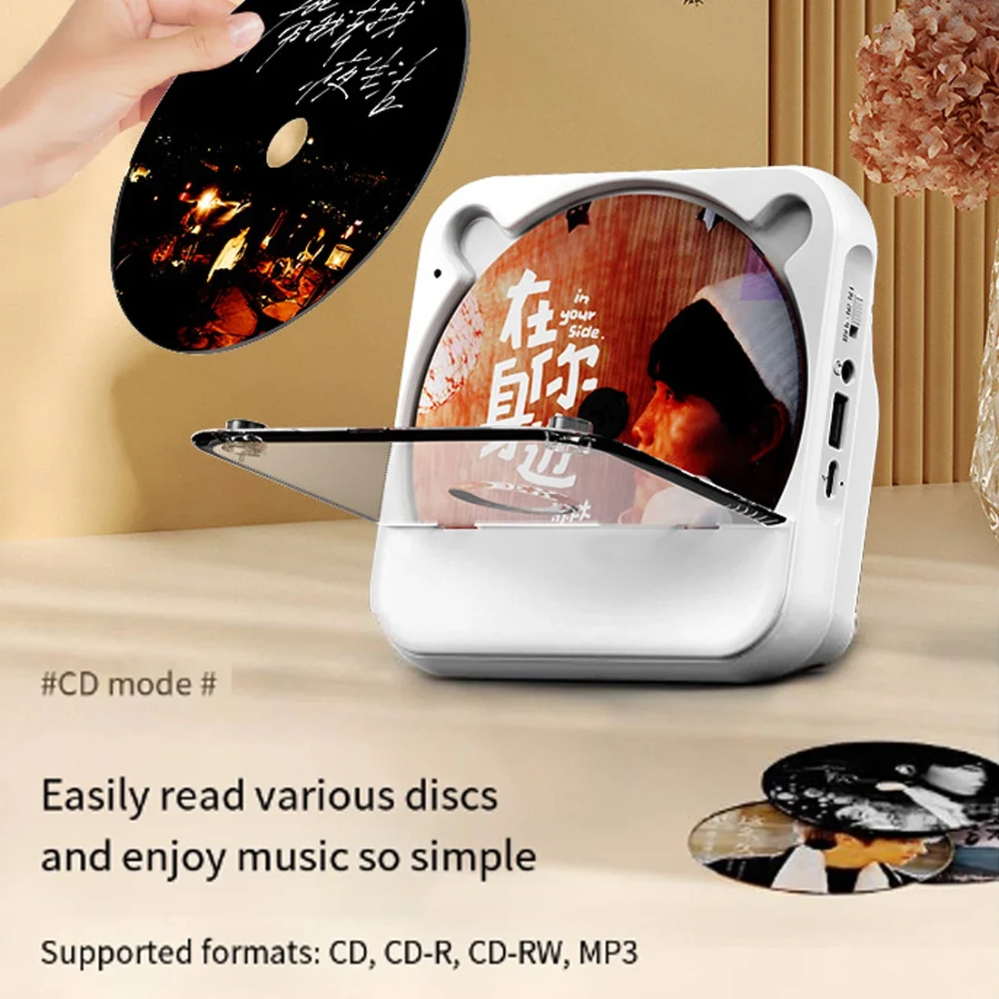 Woopker Portable CD Player KC-818 Stereo Playback Bluetooth 5.1 Built-in 2000mAH Battery with IR Remote Control Support USB/FM