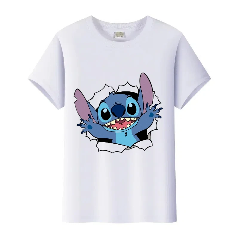 

Funny Disney Children Tees Cartoon Lilo Stitch Print Ladies T-Shirt Summer Woman Tops Girls Short Sleeve Tshirt 90S Man Blouses