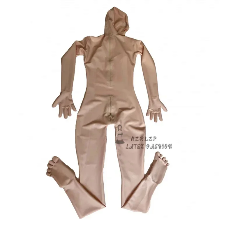 Latex Catsuit Fingers Toes Full Coat Zentai 3D Stereoscopic Chest Zipper Open Crotch Bodysuit Leotard