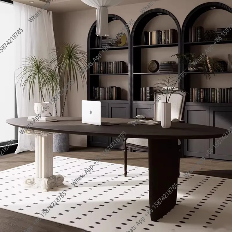 

French light luxury solid wood desk designer Italian boss desk study office calligraphy computer desk