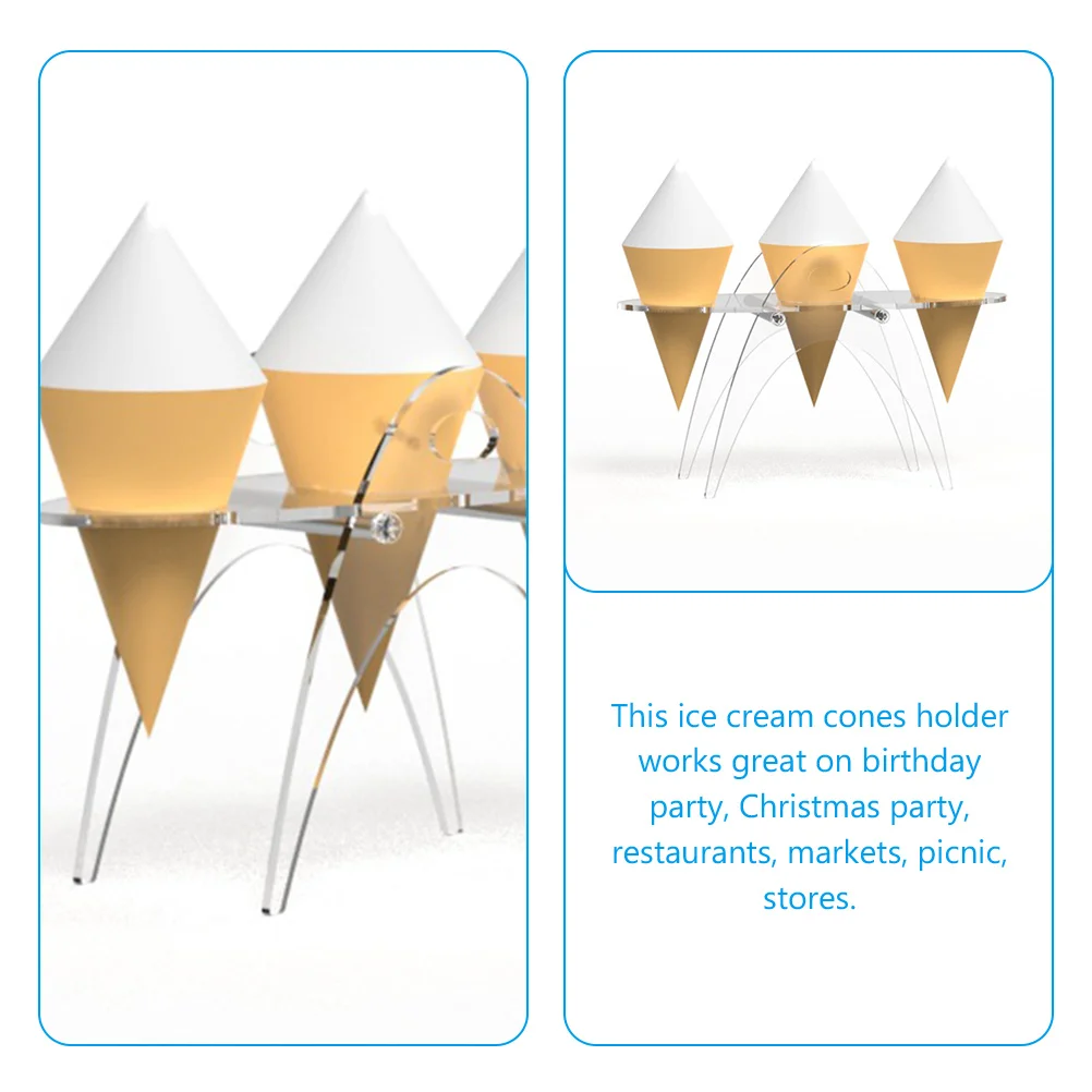 

Acrylic Ice Cream Cone Display Stand Holders Sushi Roll Rack Clear Premium Material Easy Clean Durability Practicality Cake
