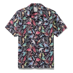 Hawaiian Shirt Men's Summer 3d Birds Printed Holiday Travel Hawaii Short Sleeve Blouses Tee Shirts Oversized Casual Camisa Lapel