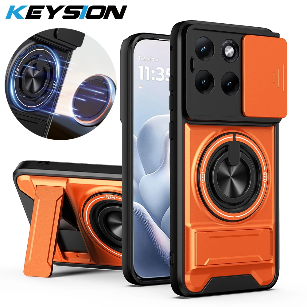 

KEYSION Magnetic Phone Case for Motorola MOTO Edge 70 Fusion+ 5G Slide Camera Protection Upright Kickstand Ring Shockproof Cover