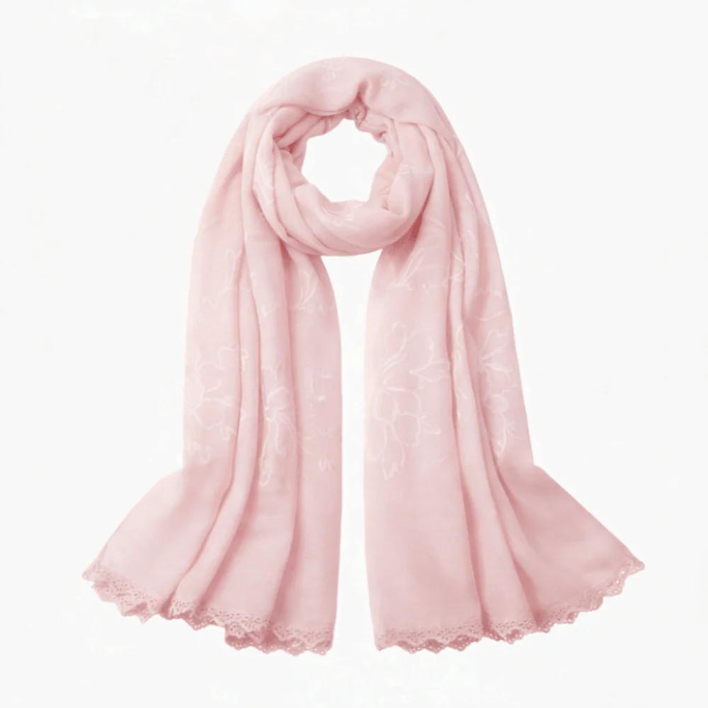 

Versatile Elegant Embroider Scarf Thin Plain Design Sunscreen Shawl Floral Pattern Soft Shawls Wraps for Women