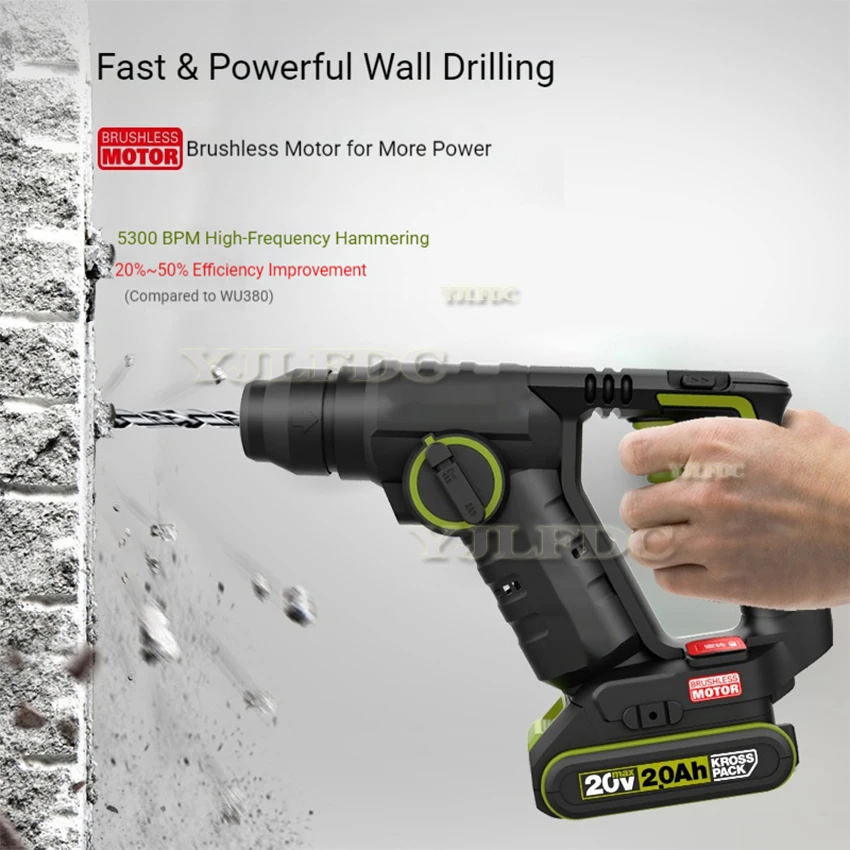 Rotary Hammer Brushless WU380S 20v SDS Chuck Share Green 20V Battery Platform（Without battery and charger）