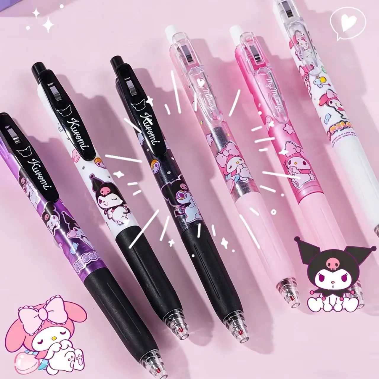 (3 Stück/Set) Sanrio Kuromi Gelstift Glatt Schreibender Schnelltrocknender Schwarzer Tintenstift Niedlicher Anime-Stift als Geschenk für Mädchen – Detail 5