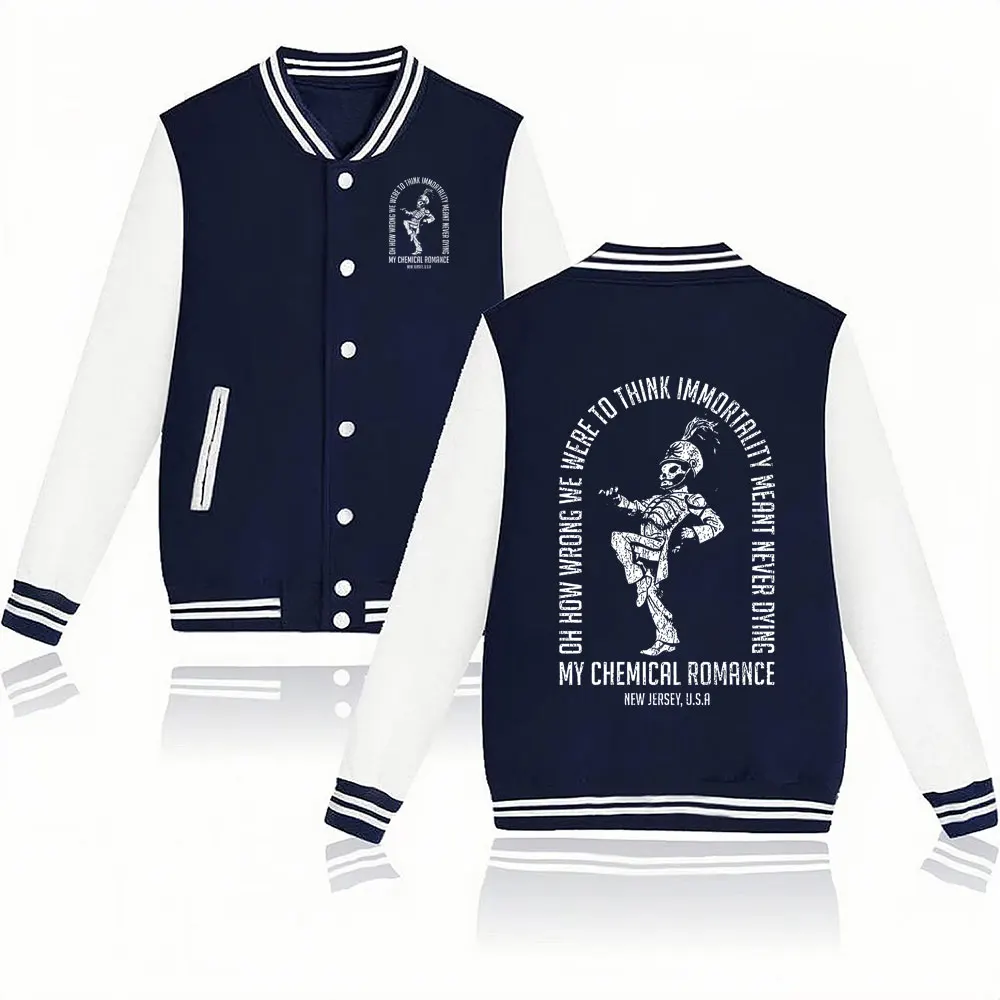 My Chemical Romance Baseball Uniform The Black Parade Rock Band Bomber Jackets Gothic Casual Men Coats Fleece Couples Streetwear