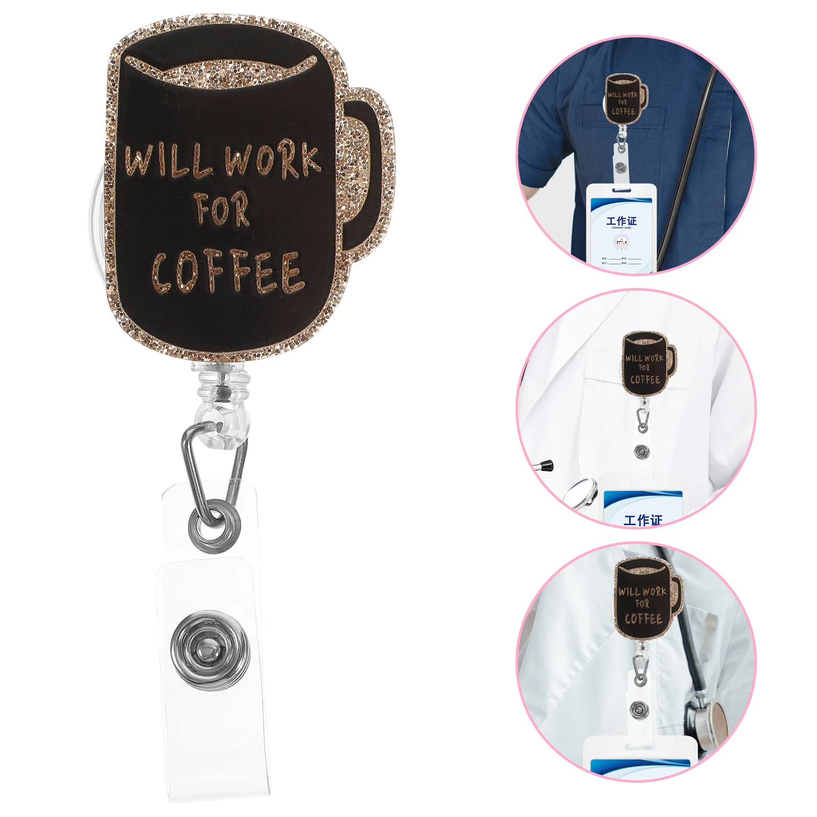 

Rotating Alligator Clip Badge Reel Retractable Id Card Holder For Nurses Teachers Students Lightweight Name Tag Holder