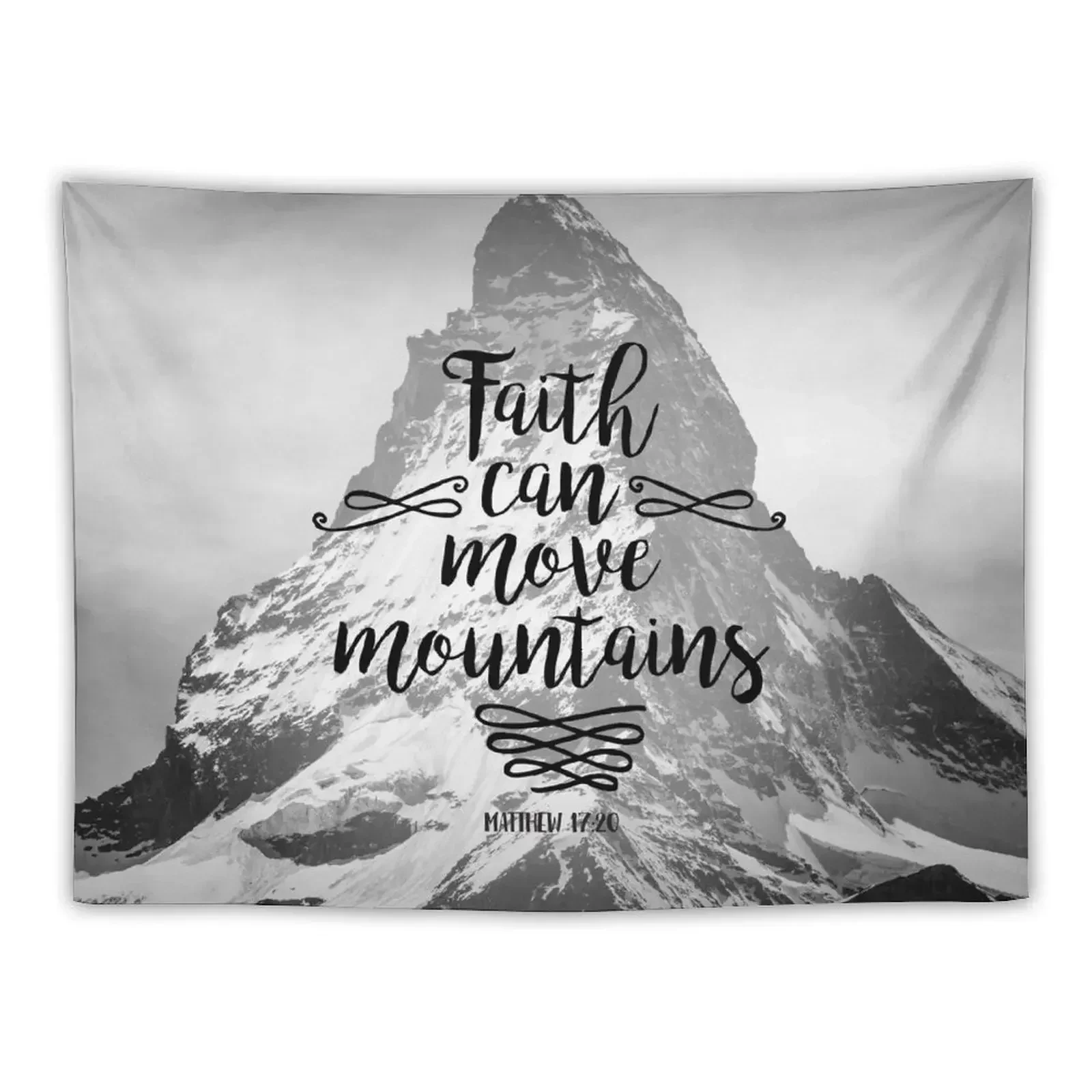 Faith can move mountains - Matthew 17:20 - Christian Quotes Tapestry Wall Hanging Wall Custom Tapestry