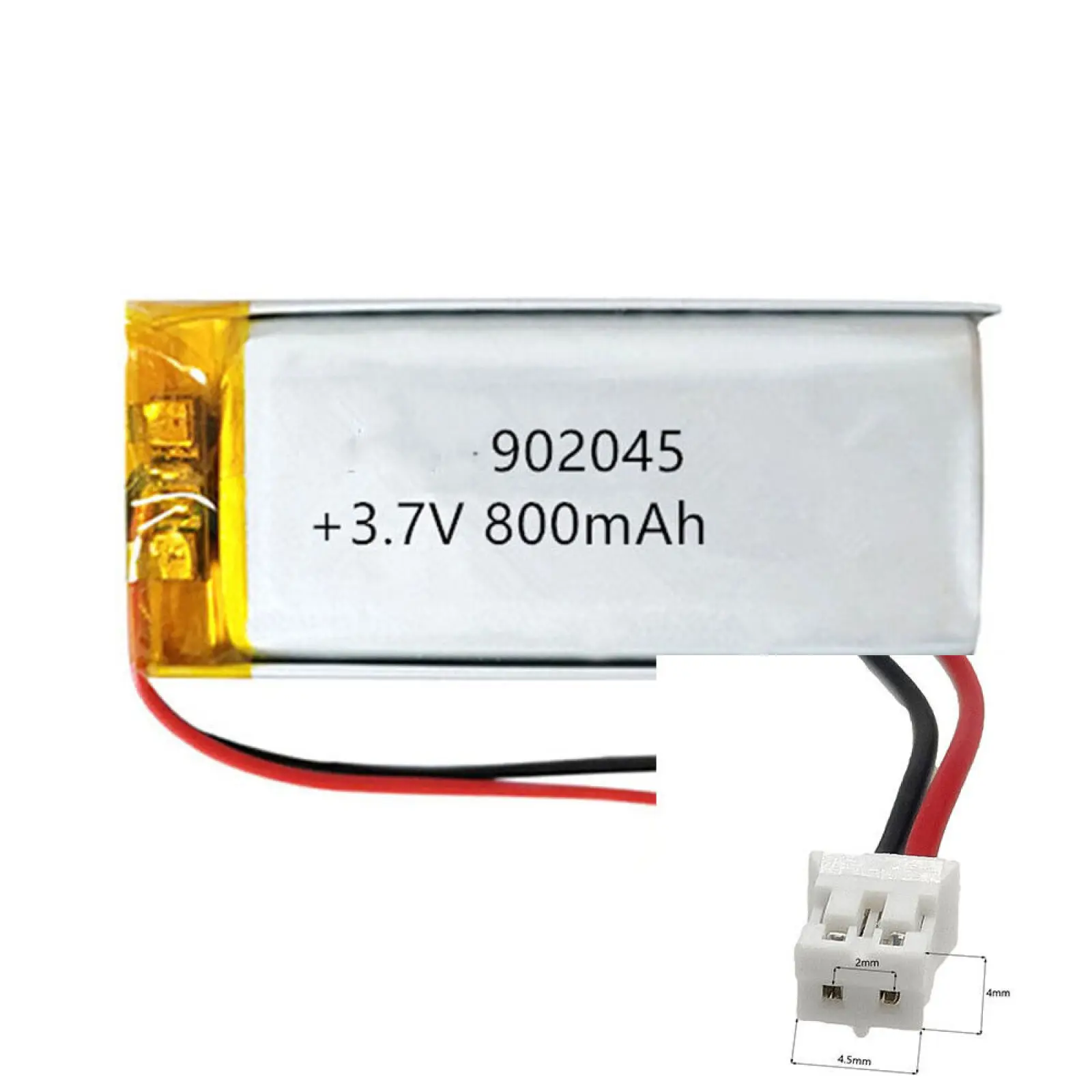 

3.7V 800mAh 902045 Li-Polymer Li Battery JST-PH 2pin 2.0 For MP3 DVD CHARGING TREASURE POWER TABLET MP4 LAPTOP MOBILE POWER