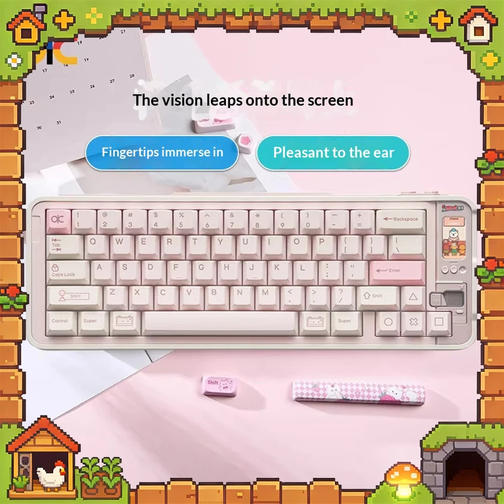 TickType QK65MK3 Gaming Keyboard Gasket Structure Multifunctional Interactive Color Screen Wireless Keyboard Adapting Bluetooth