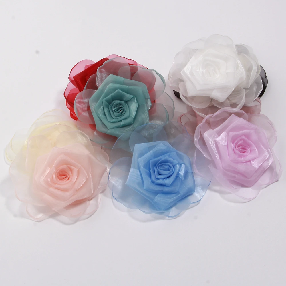 

7cm Multi-Layer Organza 3D Large Flower Patch Handmade Clothing Accessory Chest Flower Applique for Brooch Sewing