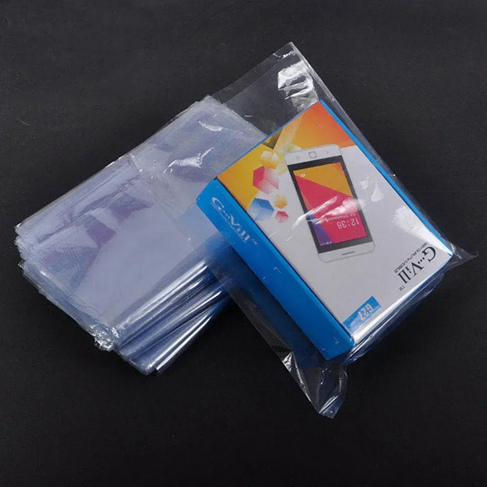 100pcs PVC Heat Shrink Film Bag Wrap Storage  Seal Packing Bag Clear Polybag Cosmetics Blower Heat Seal Shrinkable Bag