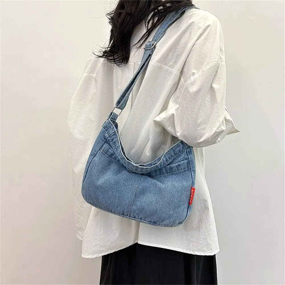 

Denim Fabric Crossbody Bags Personality Ultra-large Capacity Vintage Tote Bag Handbags Gentlewoman
