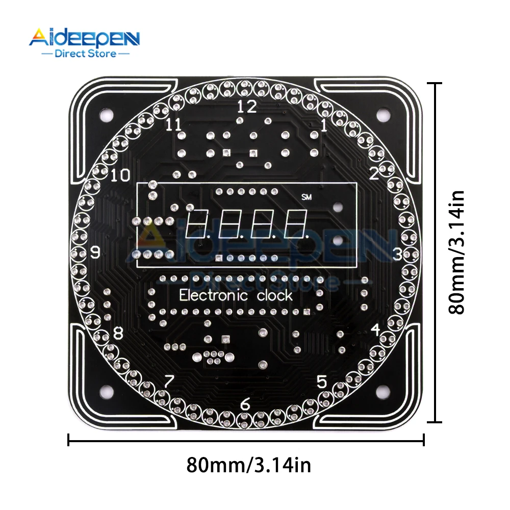 DS1302 DIY Rotating Digital LED Display Module Alarm Electronic Digital Clock Temperature Kit Learning Board With Light Control