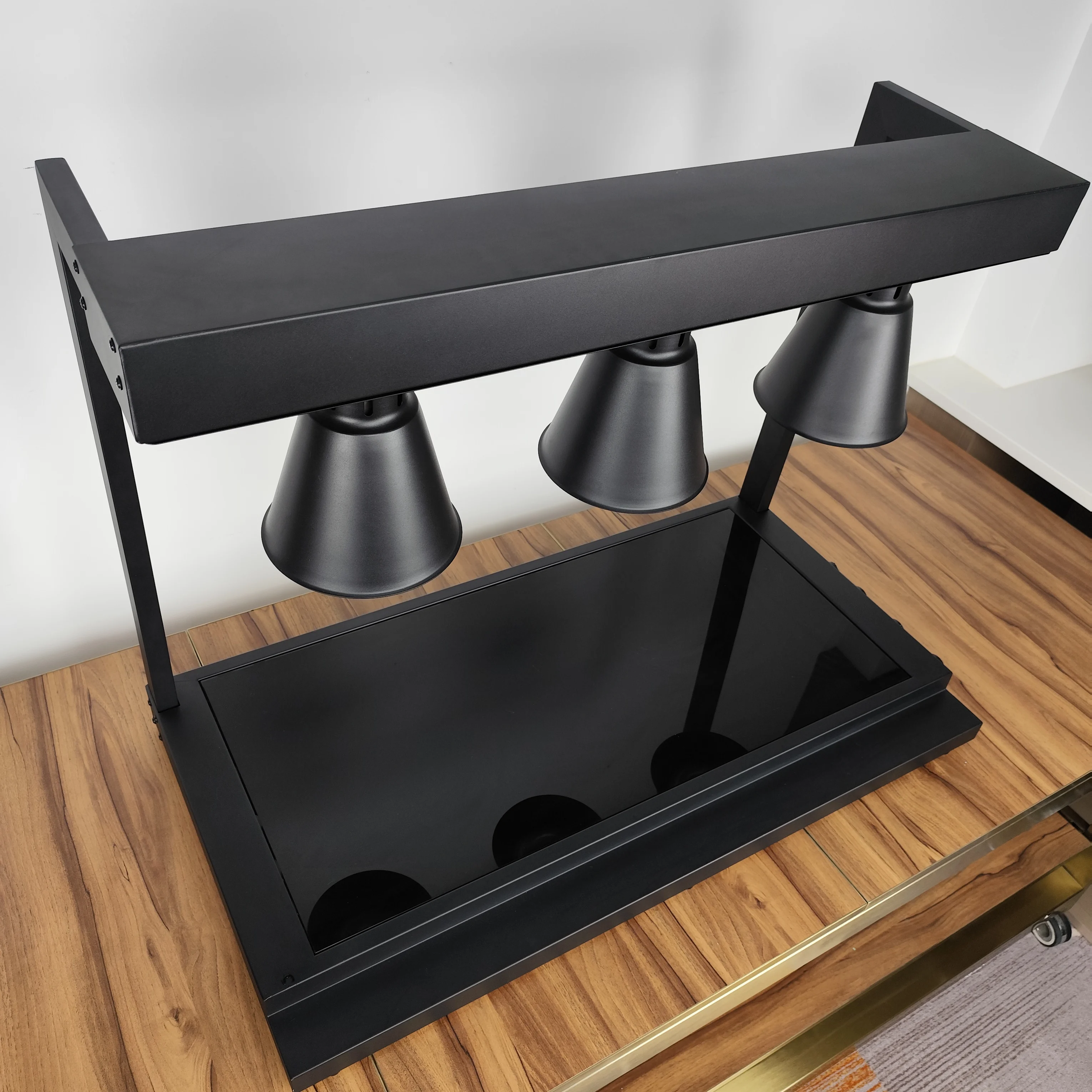 Black Dual-Sided Heating Warming Lamp Station with Infrared Lamp Food Warming Lamp  with Glass Warming Panel for Hotel Buffet - view 6
