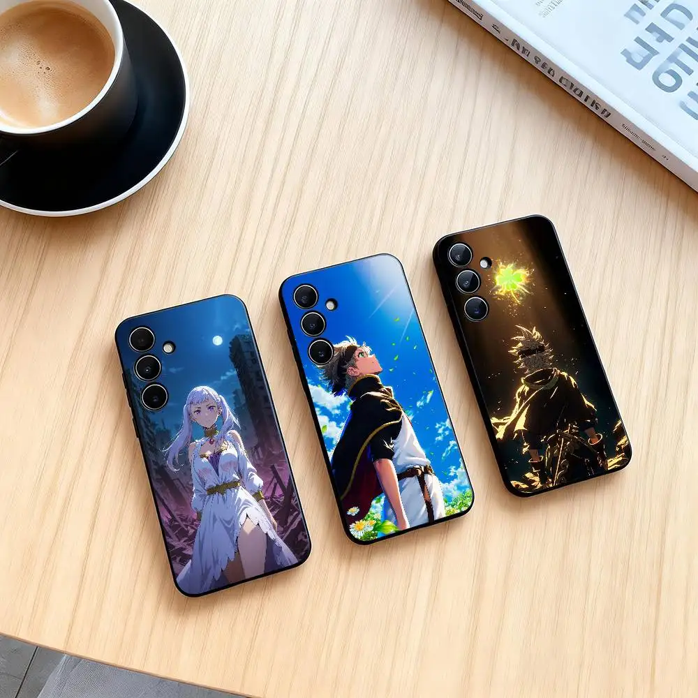 B-Black Clover  Phone Case Black Silicone Soft For Samsung Galaxy A73,A72,A71,A70,A53,A52,A51