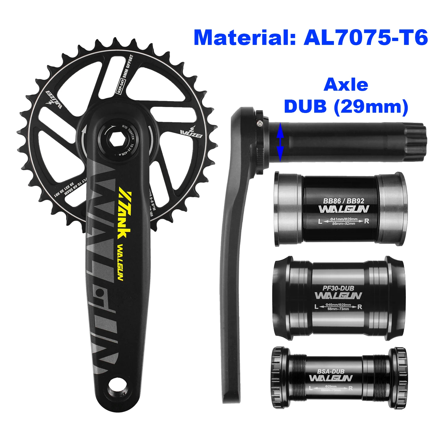 WALGUN Bicycle Crankset 170mm 175mm Eagle Chainring 3mm 6mm Offset 30T 32T 34T 36T 38T 40T 42T With DUB Bottom bracket Crank