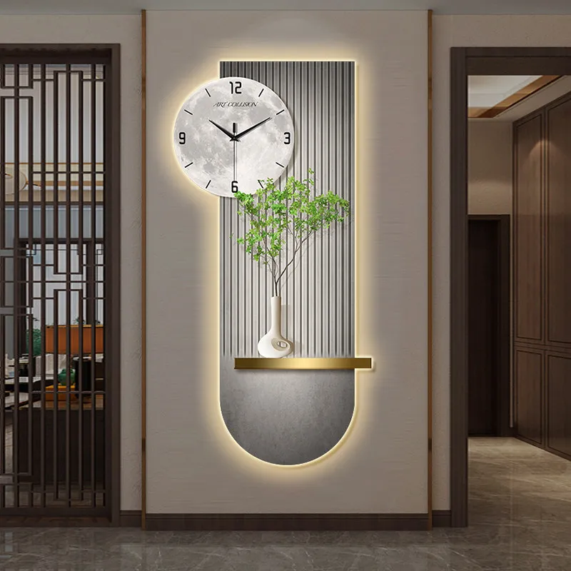 

Minimalist Nordic Wall Clocks LED Luxury Big Size Modern Wooden Creative Wall Watch Fashion Classic Horloge Murale Lamp Decor