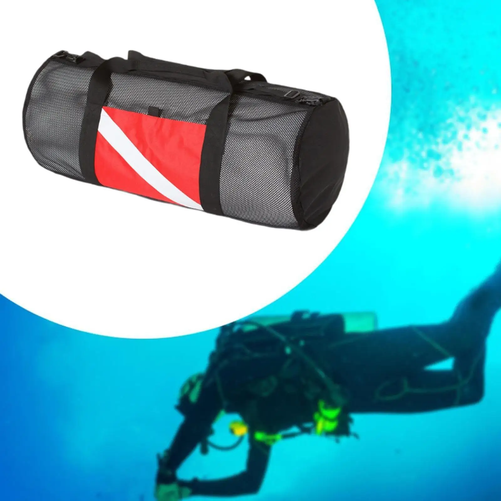 Bolsa de lona de malla, bolso de nailon para equipo de buceo, para aletas subacuáticas de snorkel