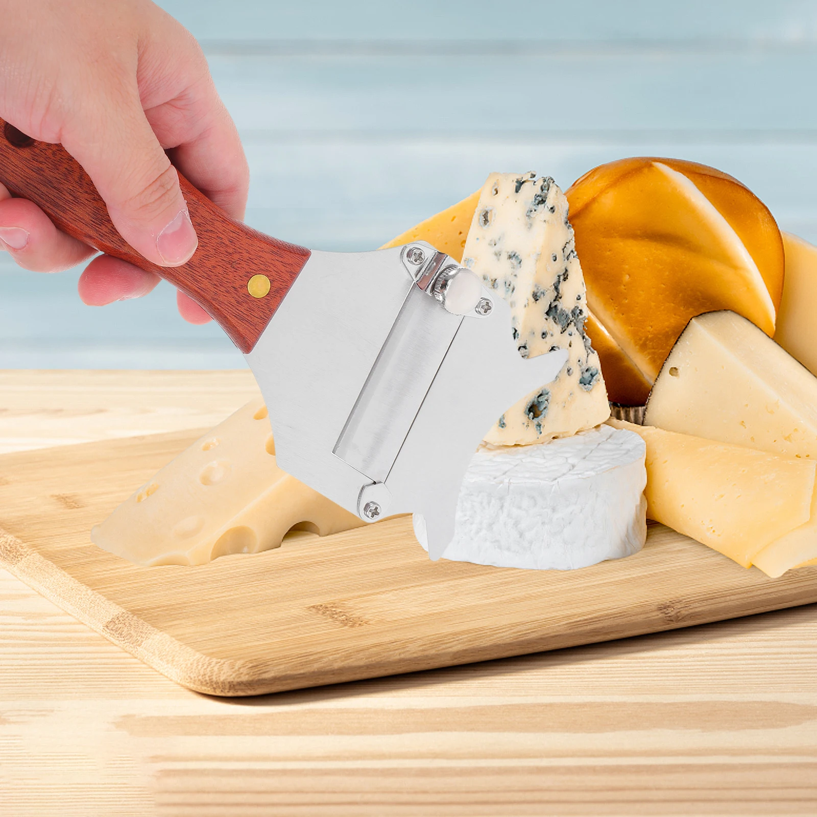 

Регулируемая трюфельная нарезка из нержавеющей стали с гладким лезвием и деревянной ручкой, многофункциональная кухонная незаменимая сырная, шоколадный, чеснок