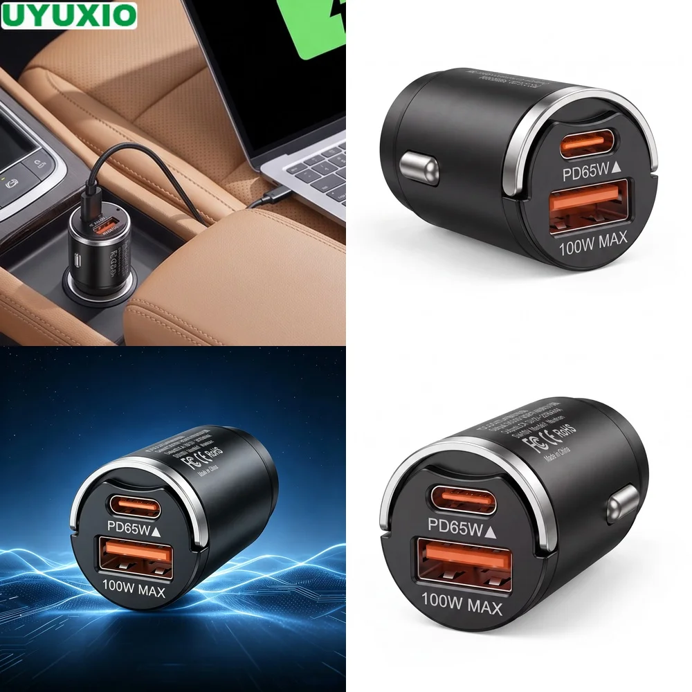 carregador-de-carro-de-alta-potencia-165w-montagem-embutida-de-metal-de-baixo-perfil-saida-dupla-65w-usb-c-e-100w-usb-a-para-carregar-multiplos-dispositivos-moveis