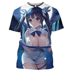Pop 3D Printed Anime T Shirt Danmachi Hestia Naked Girl Graphic Men Tees Sexy Virgin Figure Pattern Ropa Hombre Casual Clothing