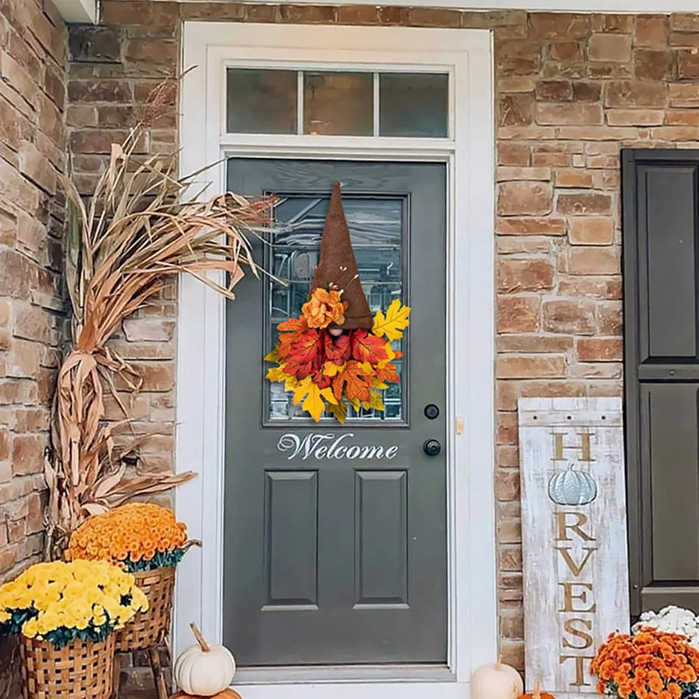 

Autumn Maple Leaf Hat Wreath Harvest Festival Garland Fall Wreath Autumn Front Door Wreath Front Door Hanging Ornament