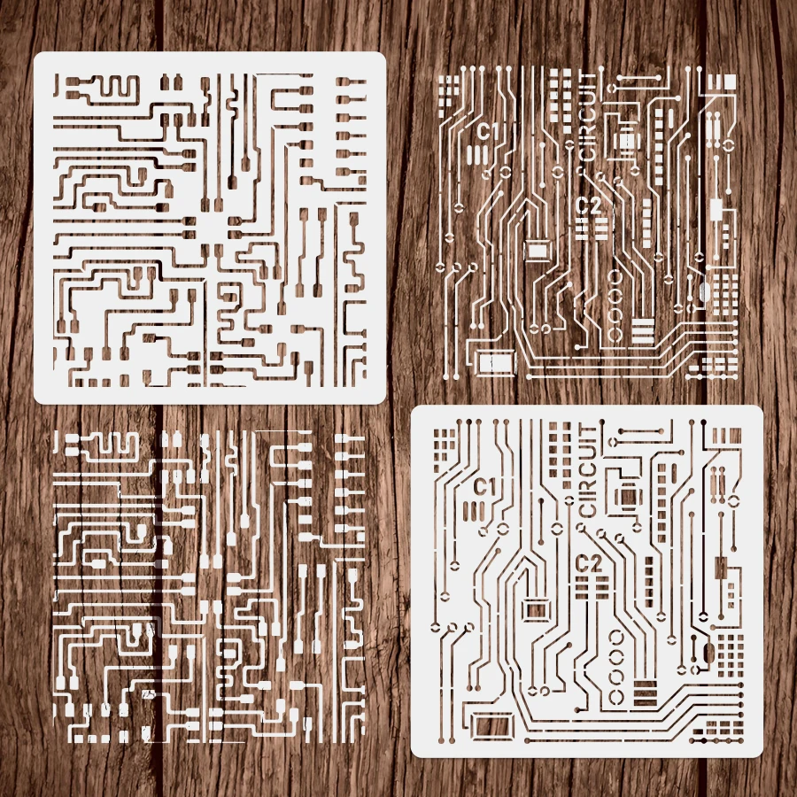 Juego de plantillas de placa de circuito de 2 piezas para proyectos creativos de bricolaje, 7,8 pulgadas, perfecto para bolsos, camisetas y más