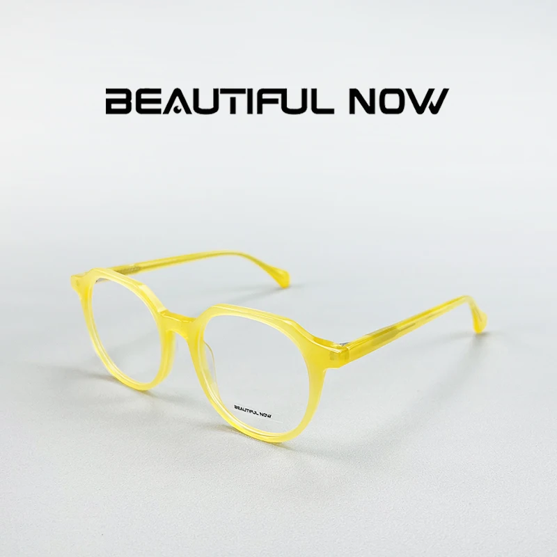 

BEAUTIFUL NOW Unisex Acetate Optical Eyeglasses Frame with Round Dots Design for Prescription Lenses