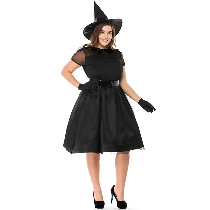 M-3XL Plus Size halloweenowa impreza karnawałowa czarna strój czarownicy strój czarownicy dla kobiet sukienki dla dorosłych Adulto Fantasia