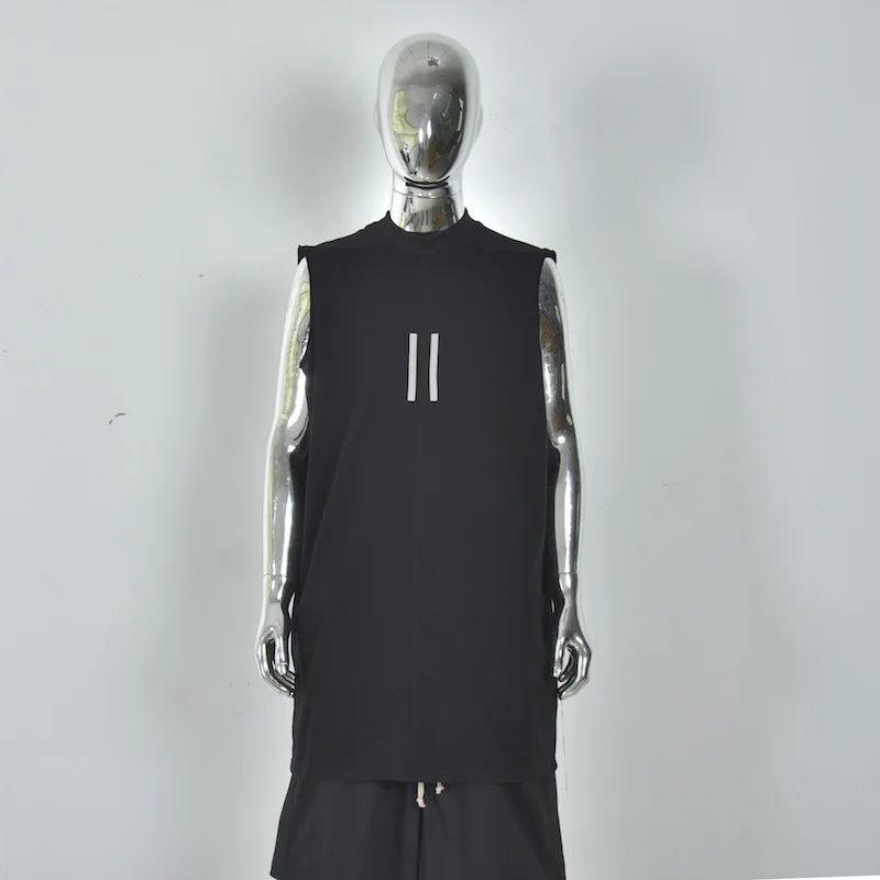Dark RO Tees Tshirt Men's Round Neck Cotton Vest Sleeveless Sweat Absorbing Top Fashionable High Street T-shirt Top Personality