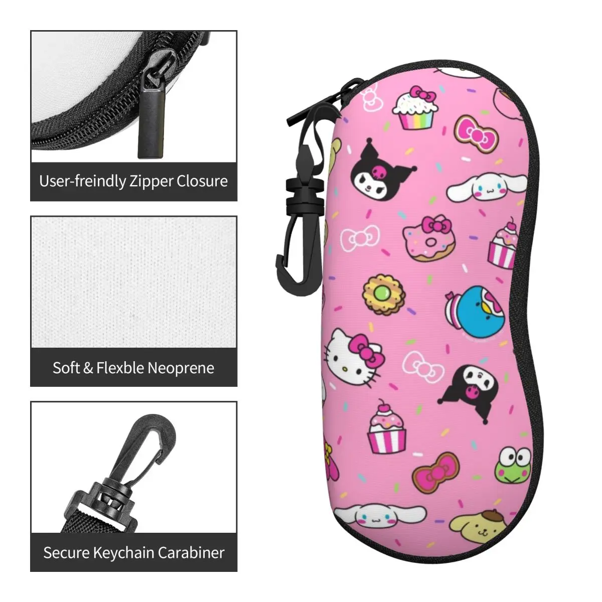 Hello Kitty Soft Shell Ultra-Light Eyewear Case - กระเป๋าใส่แว่นตาป้องกันรอยขีดข่วนและประหยัดพื้นที่สําหรับการผจญภัยกลางแจ้ง