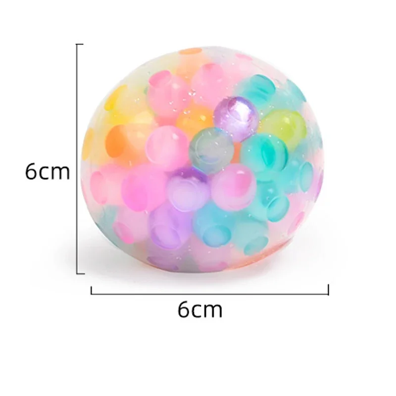 6cm Kids Exotic Pinch The Rainbow Bead Pressure Reducing Ball Vent Ball Decompression Toy TPR Pinch Le Grape Ball Adult Toys