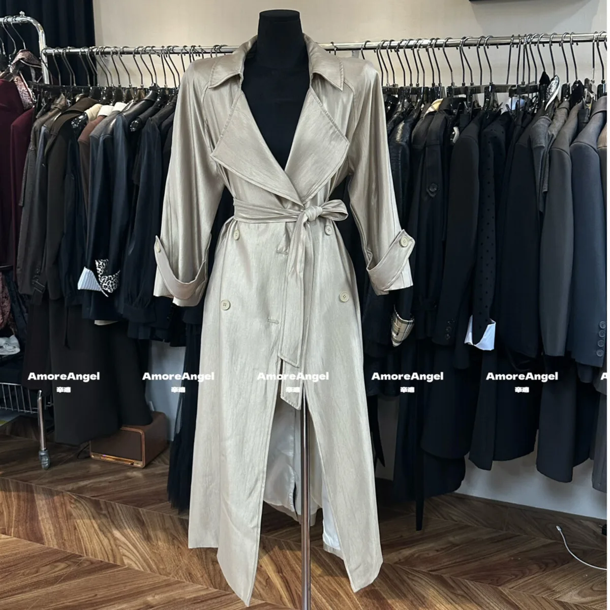 BJTZ Women’s Glitter Trench Coat Autumn 2025 Fashion Designer Elegant Minimalist Structured Comfy Premium Quality Casual