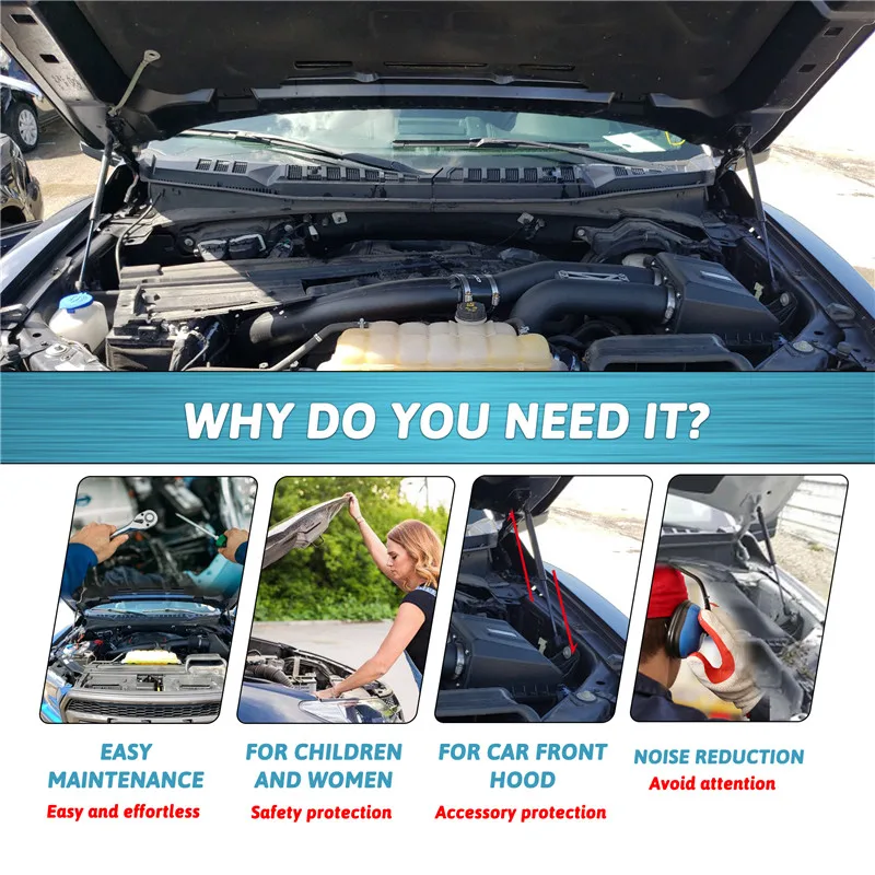 2 قطعة/المجموعة لفورد F-150 2016-2020 فورد لوبو 2015-2020 فورد F-150 2015-2017 الجبهة هود الغاز الربيع رفع دعم قضيب تبختر صدمة #5