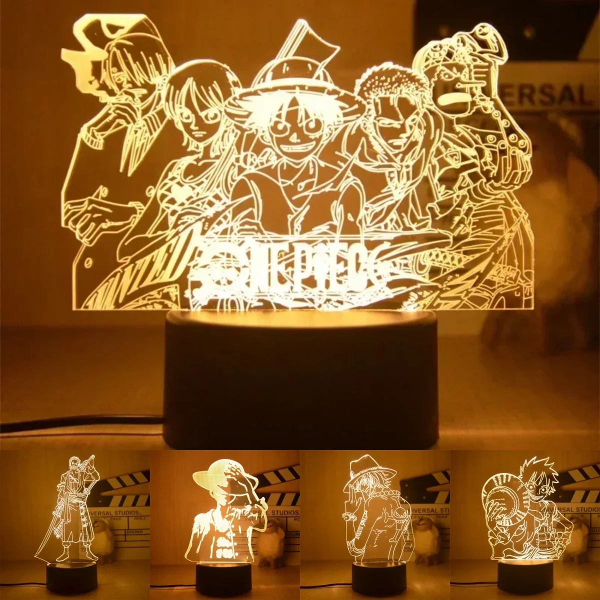 

Anime One Piece Luffy Zoro Portgas D Ace 3D Illusion LED Night Light Anime Figure Model Table Lamp Cartoon Figure Toys Kid Gift