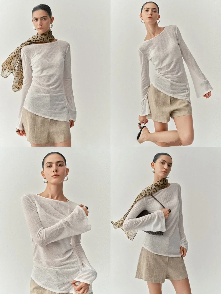 

MANNALA сексуальный прозрачный длинный топ Sve Floing Me Design Q2502 дышащий ультратонкий женский стиль из полиэстера с эластичным волокном