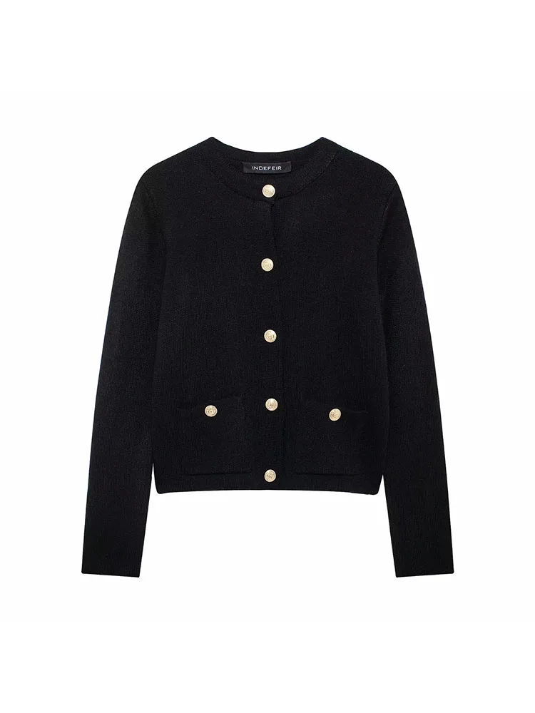 Women Autumn Knitted Cardigan Coat Vintage Burgundy Single Breasted Long Sleeve O Neck Sweater Female Elegant Slim Outwear